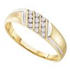 Image 1 : Mens Round Channel-set Diamond Diagonal Triple Row Wedding Band 1/8 Cttw 10kt Yellow Gold - REF-11K9