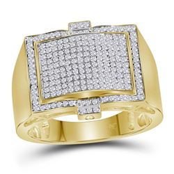 Mens Round Diamond Domed Cluster Ring 5/8 Cttw 10kt Yellow Gold - REF-54R5X