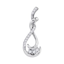 Womens Round Diamond Cradled 3-Stone Infinity Pendant 1/5 Cttw 10kt White Gold - REF-16X9A