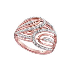 Womens Round Diamond Open Stripe Band Ring 1/6 Cttw 10kt Rose Gold - REF-16X9A
