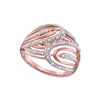Image 1 : Womens Round Diamond Open Stripe Band Ring 1/6 Cttw 10kt Rose Gold - REF-16X9A