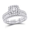 Image 1 : Round Diamond Bridal Wedding Ring Band Set 3/4 Cttw 14kt White Gold - REF-60K9Y