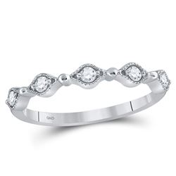 Womens Round Diamond Stackable Band Ring 1/8 Cttw 10kt White Gold - REF-13Y5N