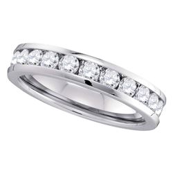 Womens Round Channel-set Diamond 4.5mm Wedding Band 1 Cttw 14kt White Gold - REF-93K9Y