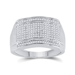 Mens Round Diamond Cluster Ring 1/2 Cttw 10kt White Gold - REF-31M5H