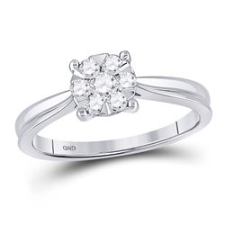 Womens Round Diamond Flower Timeless Cluster Ring 1/3 Cttw 10kt White Gold - REF-27K9Y