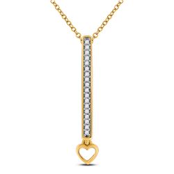 Womens Round Diamond Heart Bar Pendant 1/12 Cttw 10kt Yellow Gold - REF-15Y9N