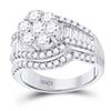 Image 1 : Round Diamond Cluster Bridal Wedding Ring Band Set 2 Cttw 14kt White Gold - REF-178N5F