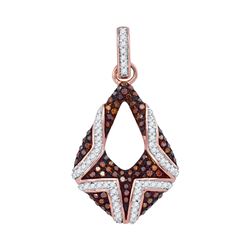 Womens Round Red Color Enhanced Diamond Fashion Pendant 1/3 Cttw 10kt Rose Gold - REF-26M9H
