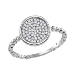 Womens Round Diamond Cluster Circle Ring 1/8 Cttw 10kt White Gold - REF-13H9R