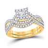 Image 1 : Princess Diamond Bridal Wedding Ring Band Set 3/4 Cttw 14kt Yellow Gold - REF-71M9H