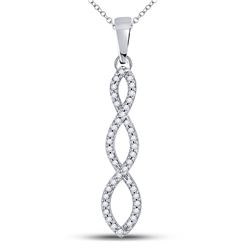 Womens Round Diamond Twist Fashion Pendant 1/8 Cttw 10kt White Gold - REF-8W5K