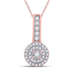 Womens Round Diamond Circle Pendant 1/5 Cttw 10kt Rose Gold - REF-13X9A