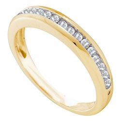 Womens Round Diamond Wedding Single Row Band 1/4 Cttw 14kt Yellow Gold - REF-25X9A
