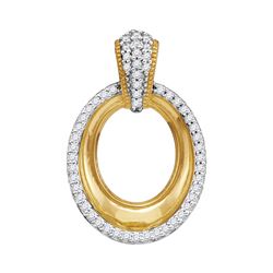 Womens Round Diamond Framed Outline Oval Pendant 1/6 Cttw 10kt Yellow Gold - REF-13N9F