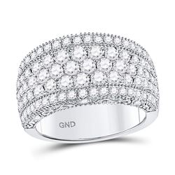 Womens Round Diamond Pave Groove Band Ring 2 Cttw 14kt White Gold - REF-137A9M