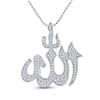 Image 1 : Mens Round Diamond Allah Islam Charm Pendant 1/3 Cttw 10kt White Gold - REF-18K5Y