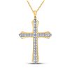 Image 1 : Mens Round Diamond Cross Charm Pendant 1/5 Cttw 10kt Yellow Gold - REF-16Y9N