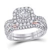 Image 1 : Round Diamond Bridal Wedding Ring Band Set 1 Cttw 14kt Two-tone Gold - REF-98X5A