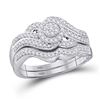 Image 1 : Round Diamond Cluster Bridal Wedding Ring Band Set 1/2 Cttw 10kt White Gold - REF-39R9X
