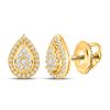 Image 1 : Womens Round Diamond Teardrop Earrings 1/2 Cttw 14kt Yellow Gold - REF-38K9Y