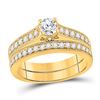Image 1 : Round Diamond Bridal Wedding Ring Band Set 3/4 Cttw 14kt Yellow Gold - REF-90R5X