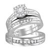 Image 1 : His Hers Diamond Solitaire Matching Wedding Set 5/8 Cttw 10kt White Gold - REF-58K9Y