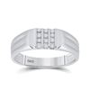 Image 1 : Mens Round Diamond Triple Row Band Ring 1/8 Cttw 10kt White Gold - REF-15M9H