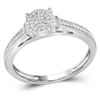 Image 1 : Round Diamond Cluster Bridal Wedding Engagement Ring 1/5 Cttw 10kt White Gold - REF-14X9A