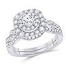 Image 1 : Round Diamond Bridal Wedding Ring Band Set 1 Cttw 14kt White Gold - REF-98H5R