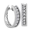 Image 1 : Womens Round Diamond Hoop Earrings 1/2 Cttw 10kt White Gold - REF-36H9R