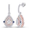 Image 1 : Womens Round Diamond Teardrop Dangle Earrings 5/8 Cttw 10kt Two-tone Gold - REF-47R9X