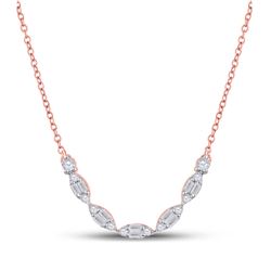 Womens Baguette Diamond Fashion Necklace 1/2 Cttw 14kt Rose Gold - REF-41X9A