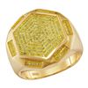 Image 1 : Mens Round Yellow Color Enhanced Diamond Hexagon Cluster Ring 1/2 Cttw 10kt Yellow Gold - REF-42R5X