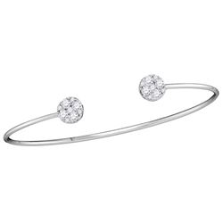 Womens Round Diamond Bisected Cluster Bangle Bracelet 3/4 Cttw 18kt White Gold - REF-115R9X