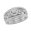 Image 1 : Round Diamond Bridal Wedding Ring Band Set 1/3 Cttw 10kt White Gold - REF-32W5K