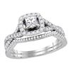 Image 1 : Princess Diamond Bridal Wedding Ring Band Set 1 Cttw 14kt White Gold - REF-96H9R
