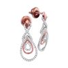 Image 1 : Womens Round Diamond Teardrop Dangle Earrings 3/8 Cttw 10kt Rose Gold - REF-25X9A