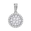 Image 1 : Womens Round Diamond Concentric Circle Frame Cluster Pendant 1/2 Cttw 14kt White Gold - REF-35F9W