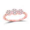 Image 1 : Womens Round Diamond Triple Flower Cluster Ring 1/3 Cttw 10kt Rose Gold - REF-23Y5N