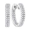 Image 1 : Womens Round Diamond Hoop Earrings 1/5 Cttw 10kt White Gold - REF-13W9K