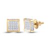 Image 1 : Mens Round Diamond Square Earrings 1/8 Cttw 10kt Yellow Gold - REF-13F9W