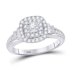 Round Diamond Solitaire Bridal Wedding Engagement Ring 1/2 Cttw 10kt White Gold - REF-35R5X