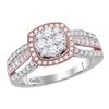 Image 1 : Round Diamond Square Bridal Wedding Engagement Ring 1 Cttw 14kt Two-tone Gold - REF-71Y9N