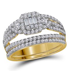 Baguette Diamond Bridal Wedding Ring Band Set 1 Cttw 14kt Yellow Gold - REF-79Y5N