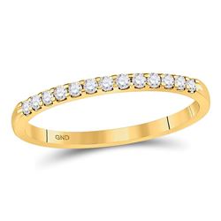 Womens Round Diamond Single Row Machine-set Wedding Band 1/6 Cttw 14kt Yellow Gold - REF-16M9H