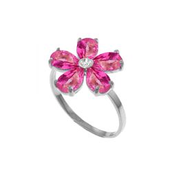 Genuine 2.22 ctw Pink Topaz & Diamond Ring 14KT White Gold - REF-36A3K