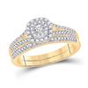 Image 1 : Round Diamond Bridal Wedding Ring Band Set 1/3 Cttw 10kt Yellow Gold - REF-33H9R