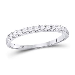 Womens Round Diamond Single Row Wedding Band 1/4 Cttw 14kt White Gold - REF-19M5H
