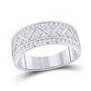 Image 1 : Mens Round Diamond Wedding Crosshatch Band Ring 1/2 Cttw 10kt White Gold - REF-54M5H